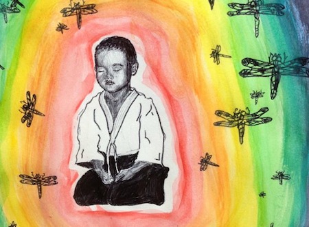 Meditating Boy Watercolor