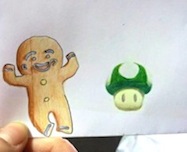 Gingerbread Man and Mario One Up Mushroom